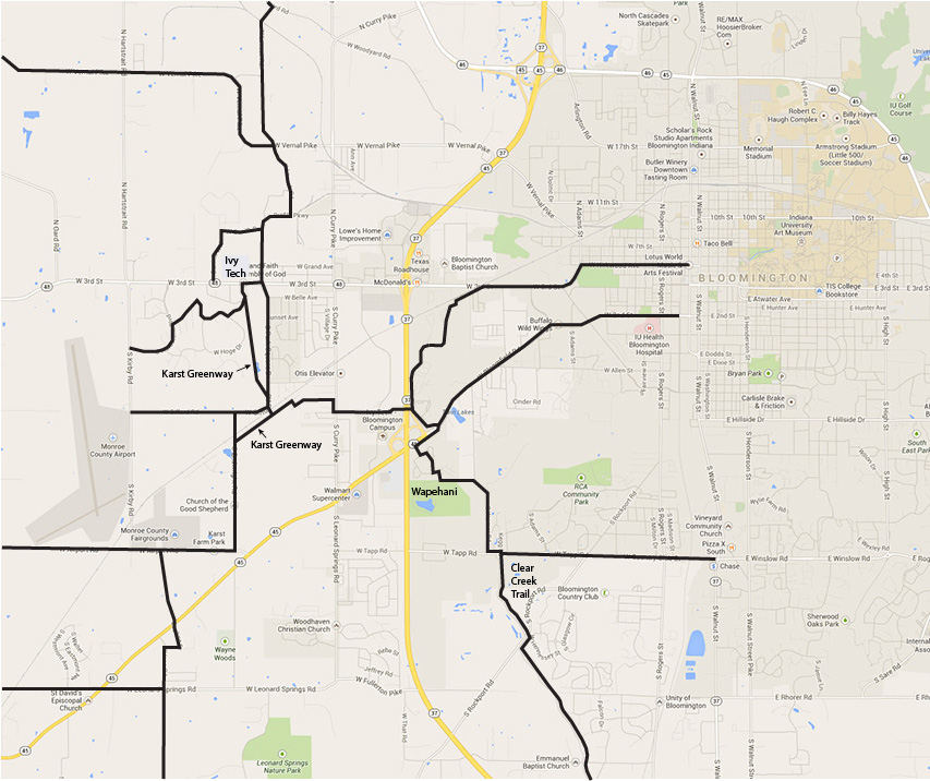 There should be an image of a map of the west side of Bloomington here.